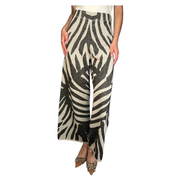 Zara Lurex Leaf Print Pants - Picture 3 of 7